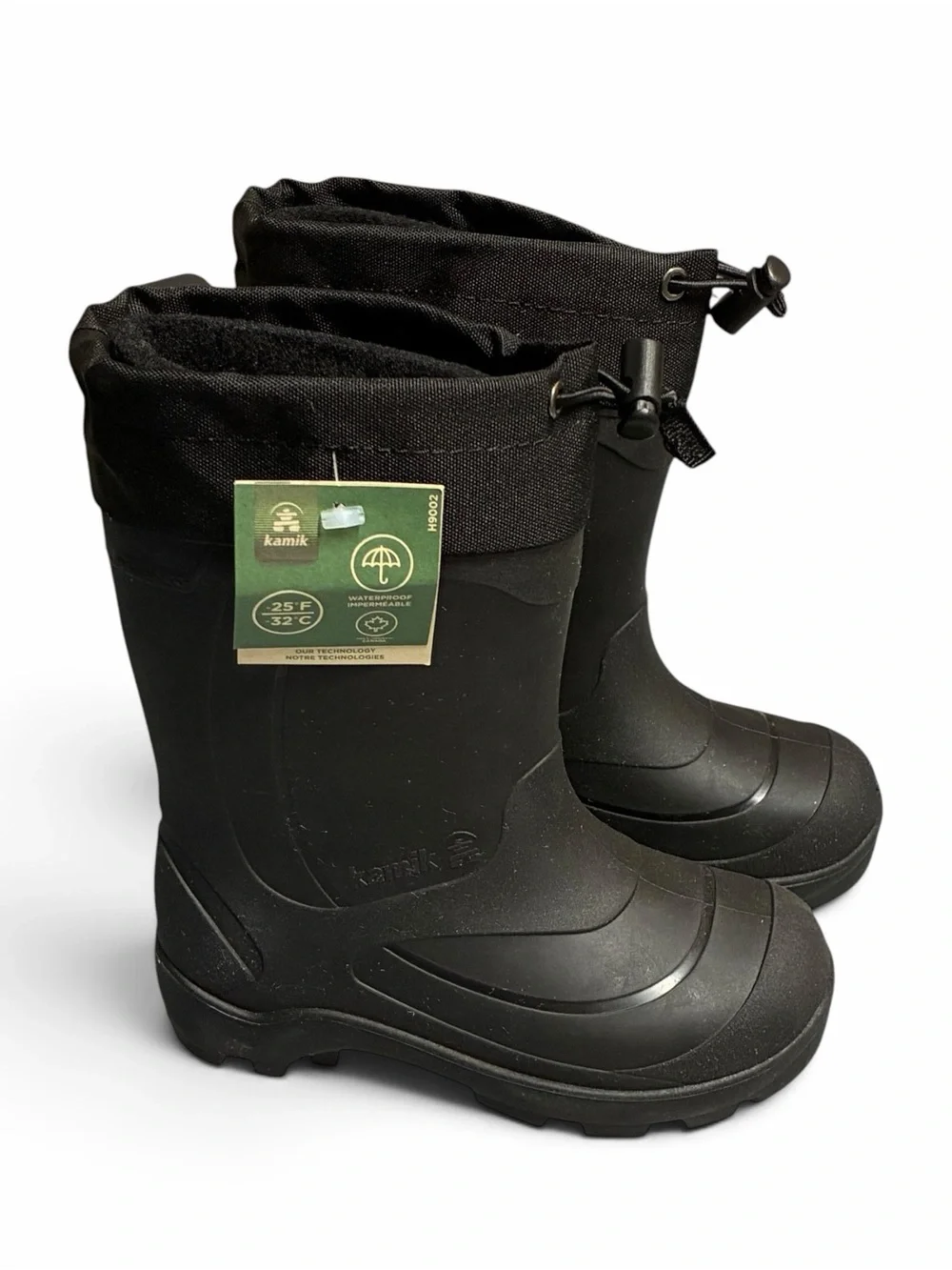 Kamik Kids Boots Black Sz 12 Waterproof Winter Snow Insulated Drawstring Top New